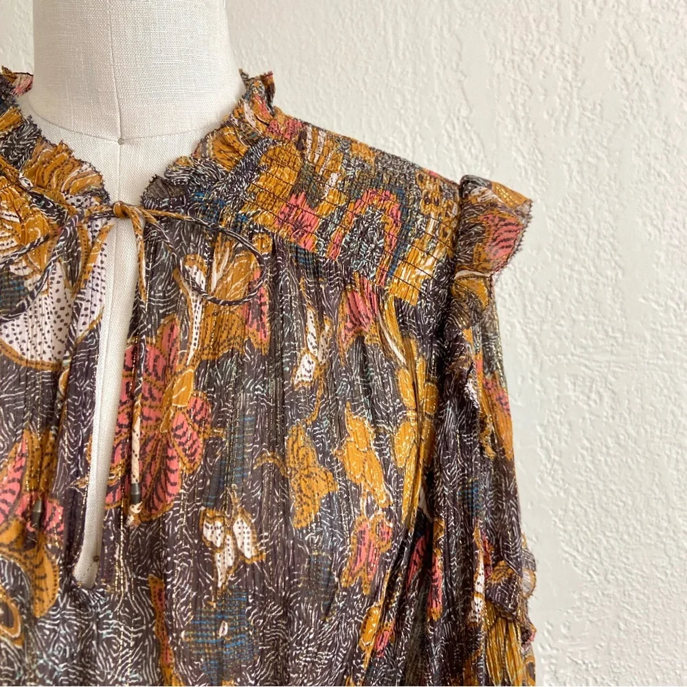 $650 Ulla Johnson RARE! Paola Silk Lurex Midi Dress - Picture 12 of 15